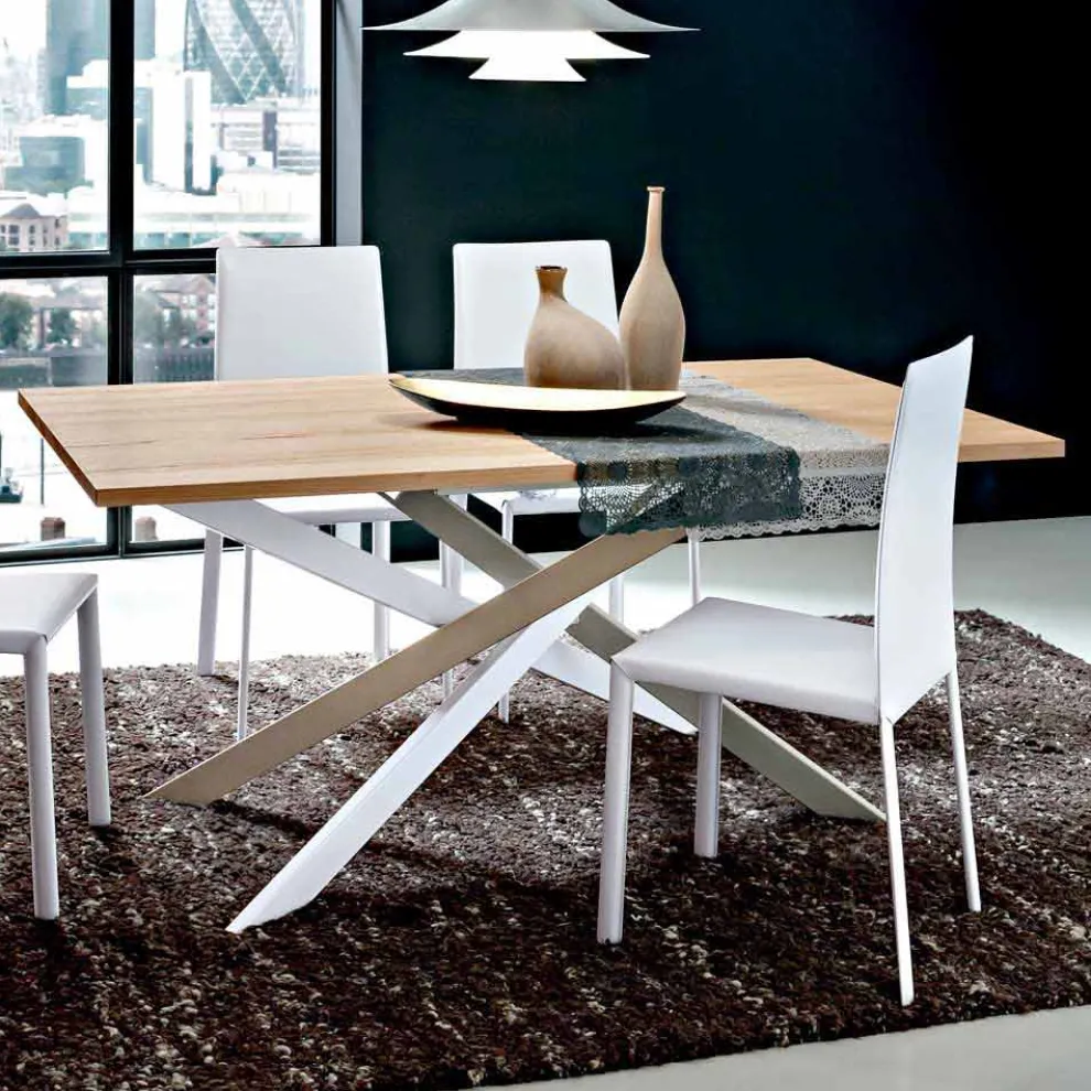 Ausziehbarer Küchentisch Bis zu 280 cm aus Holz Made in Italy - Carlino