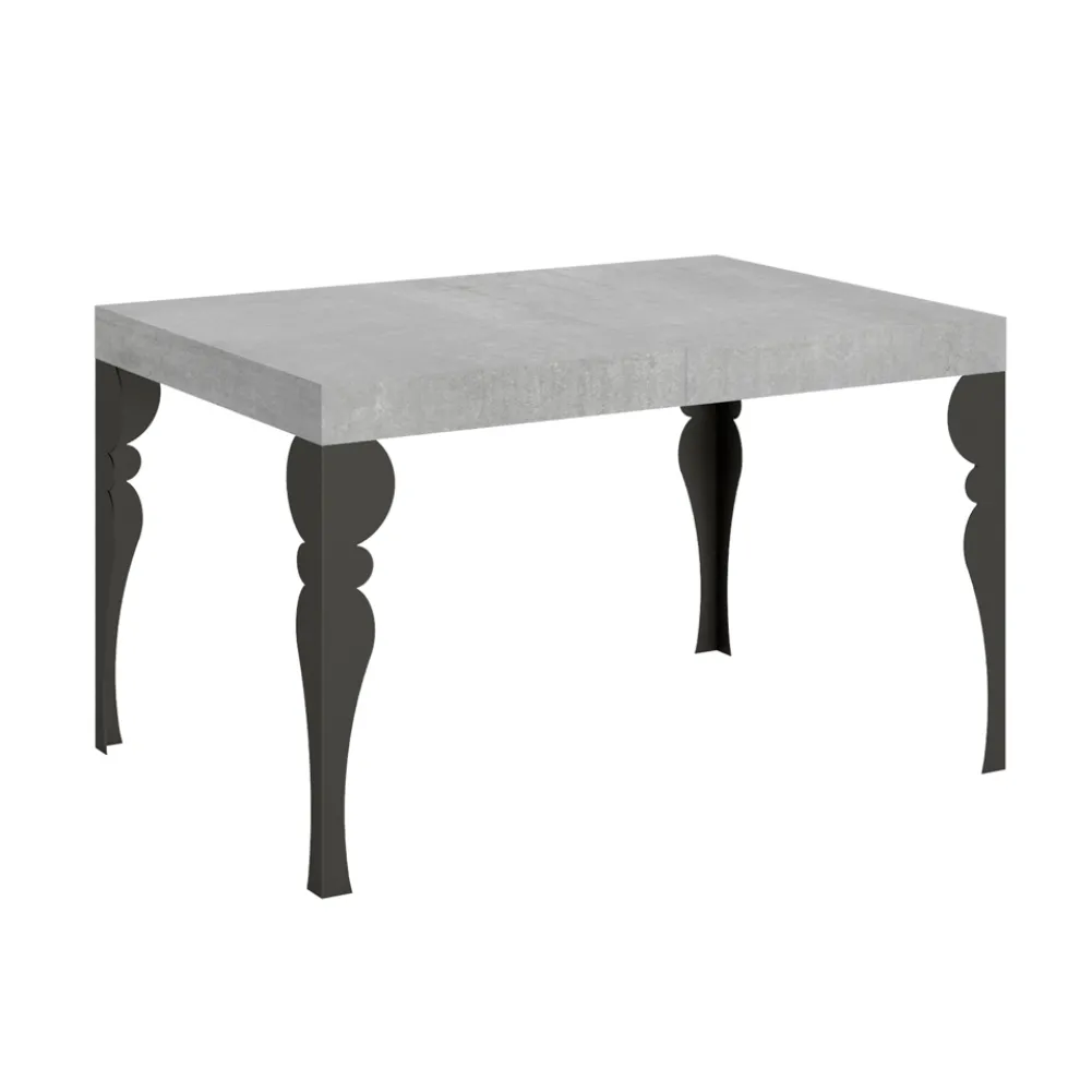 Ausziehbarer Küchentisch aus anthrazitfarbenem Holz und Eisen, hergestellt in Italien – Sassone