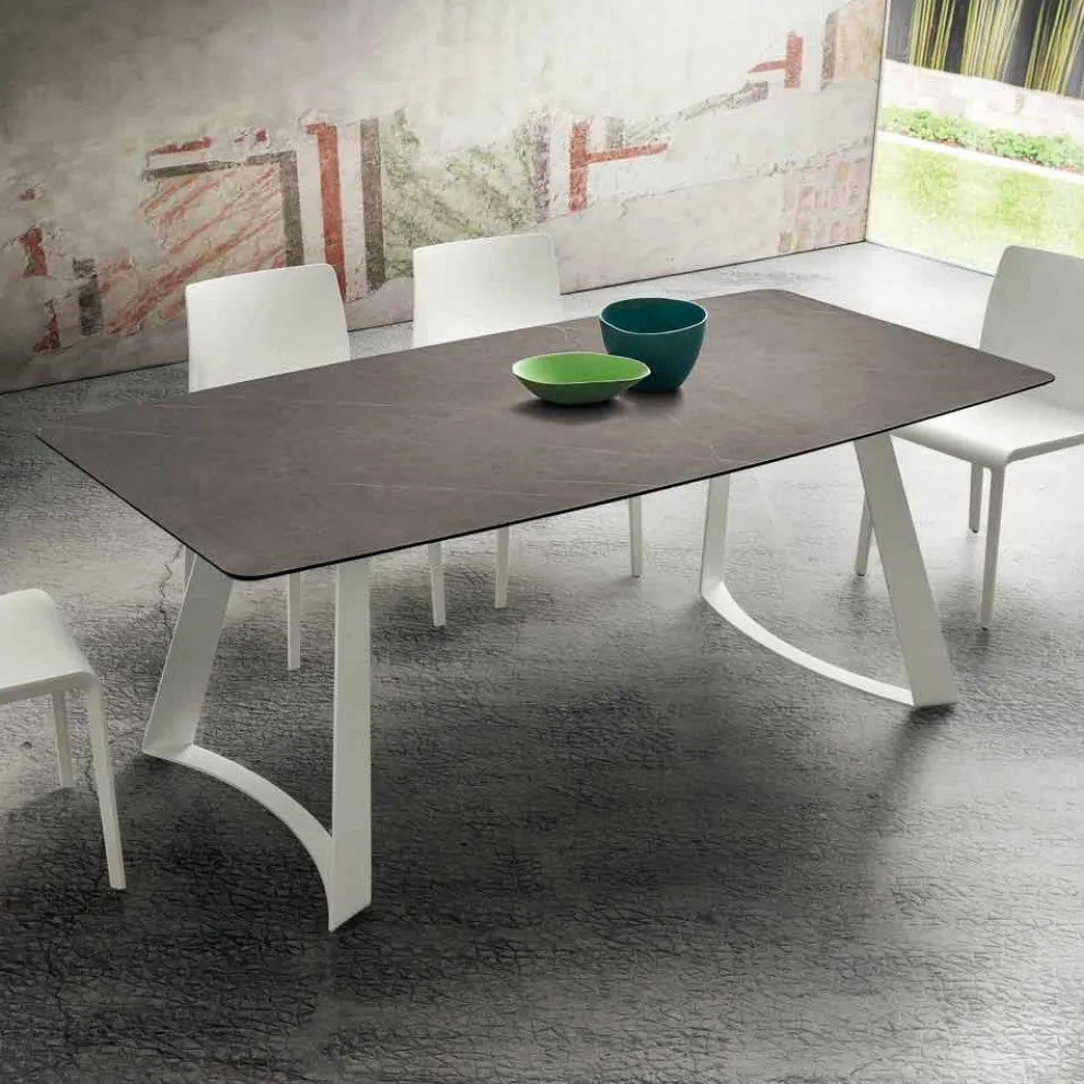 Ausziehbarer Küchentisch Bis zu 280 cm Marmoroptik Made in Italy - Pinocchio