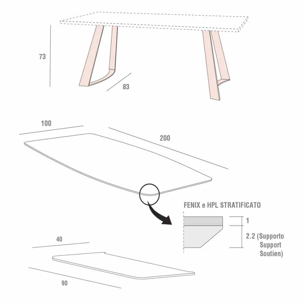 Ausziehbarer Küchentisch Bis zu 280 cm Marmoroptik Made in Italy - Pinocchio