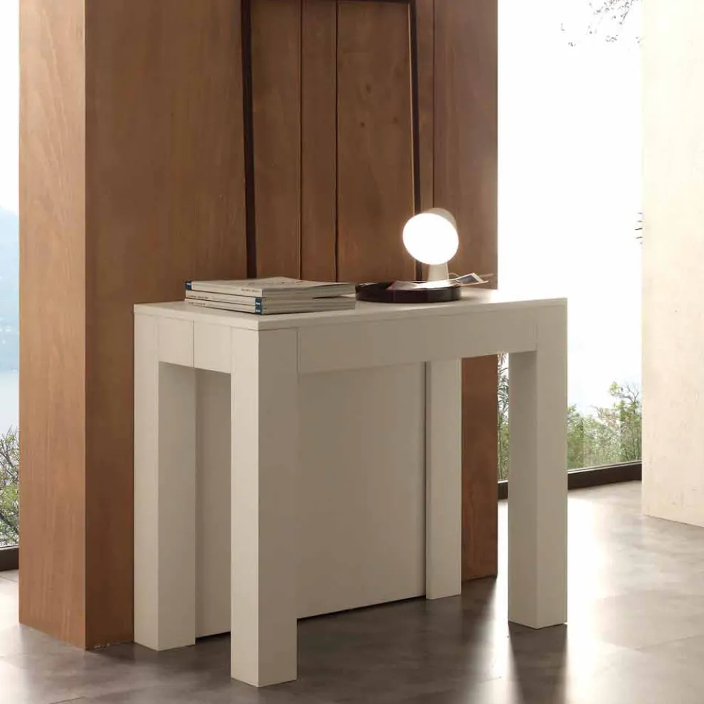 Ausziehbarer Konsolentisch weiß offenporig Bosa