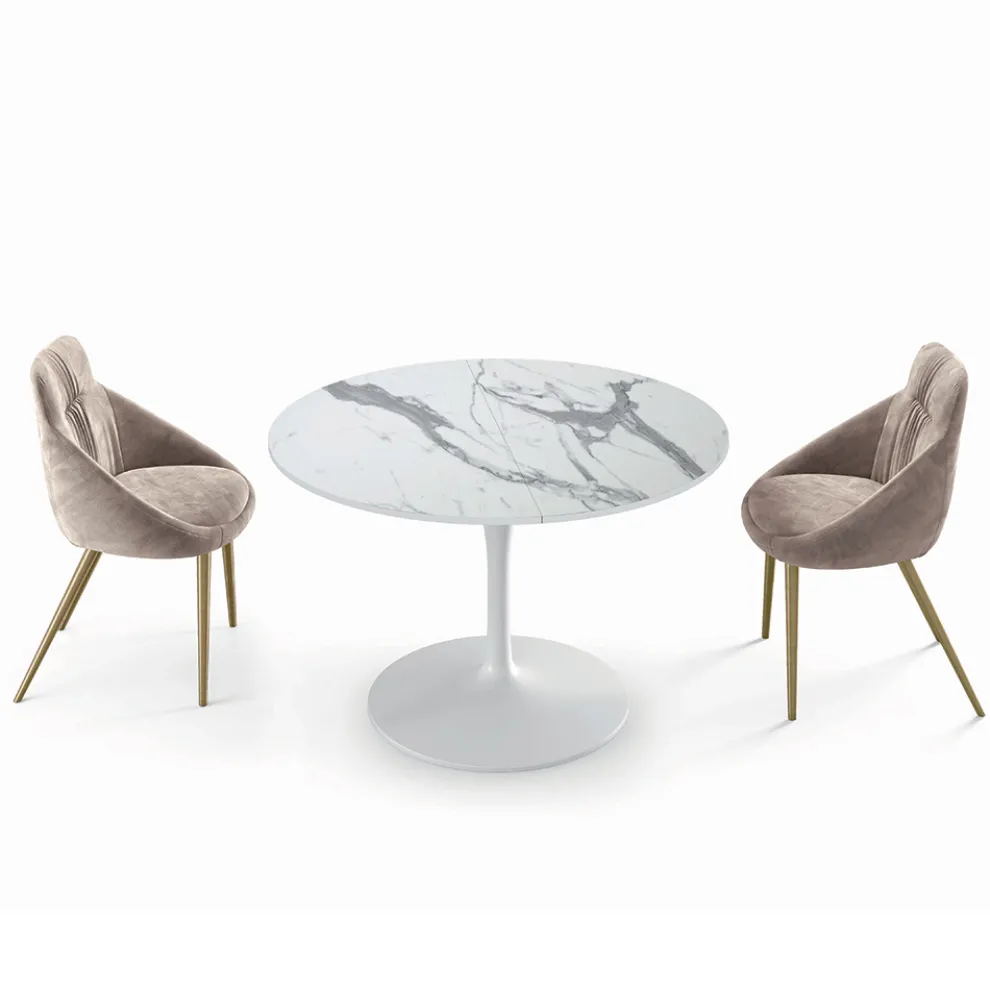 Ausziehbarer runder Wohnzimmertisch aus Laminat, hergestellt in Italien – Dollars