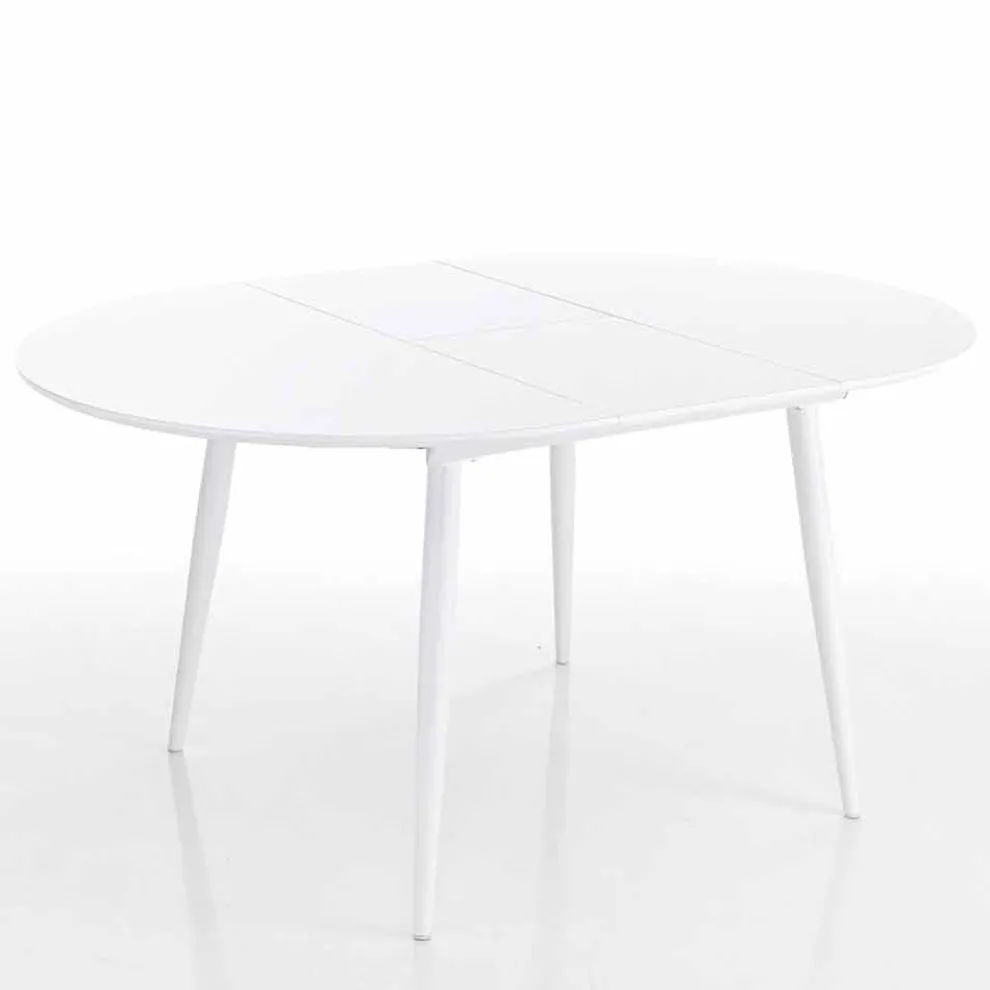 ausziehbarer runder Esstisch aus Mdf weiss - Ismaele