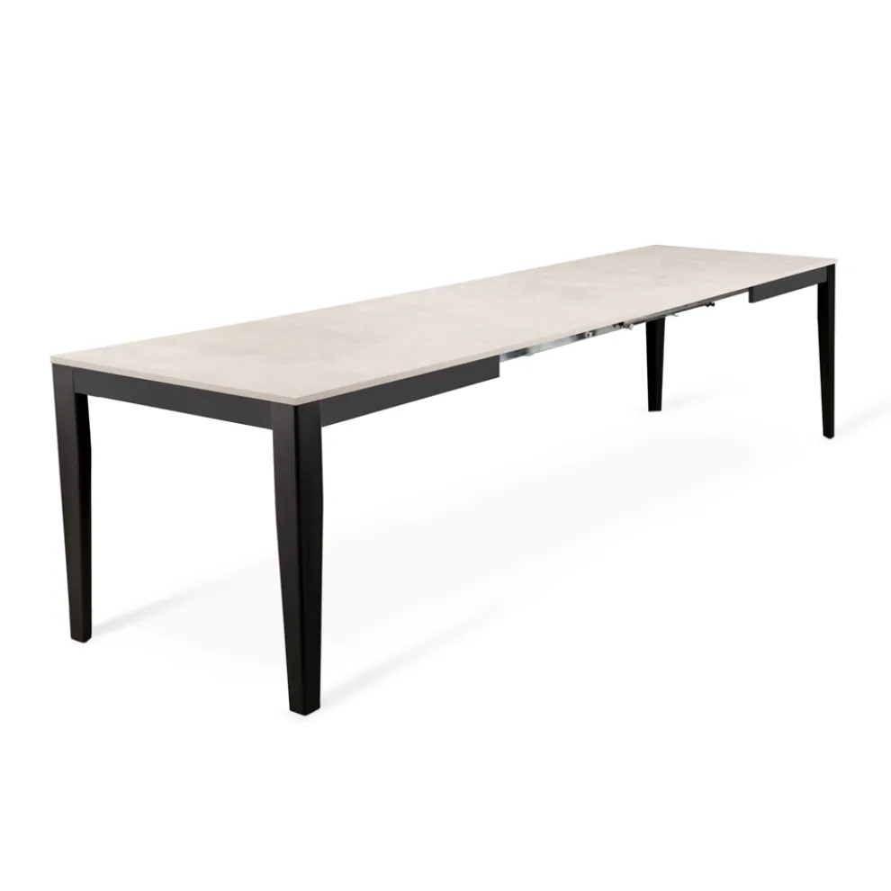 Ausziehbarer Tisch bis zu 316 cm in Melamin und Metallgestell – Weihrauch