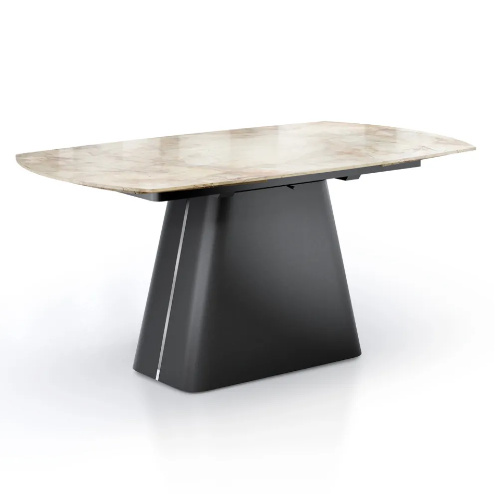 Ausziehbarer Tisch mit Stahlgestell und Keramikplatte in Marmoroptik - Emilia