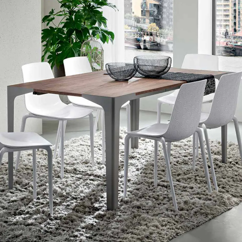 Ausziehbarer Tisch Bis zu 222 cm in HPL Holzoptik Made in Italy - Vulcano