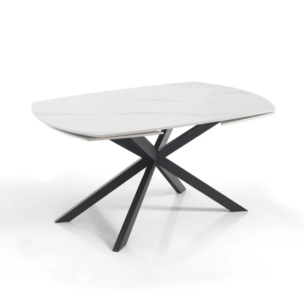 Ausziehbarer Tisch auf 200 cm schwarzem Stahlgestell – Torio