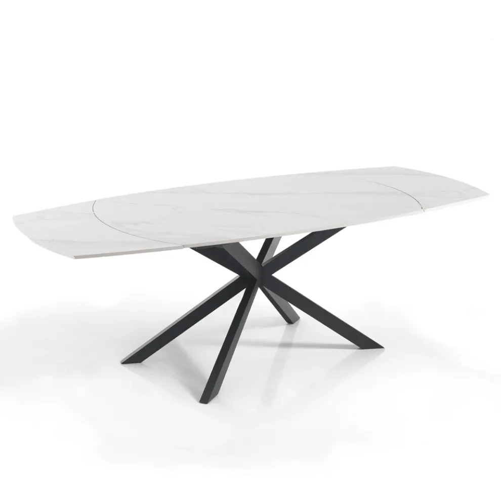 Ausziehbarer Tisch auf 200 cm schwarzem Stahlgestell – Torio