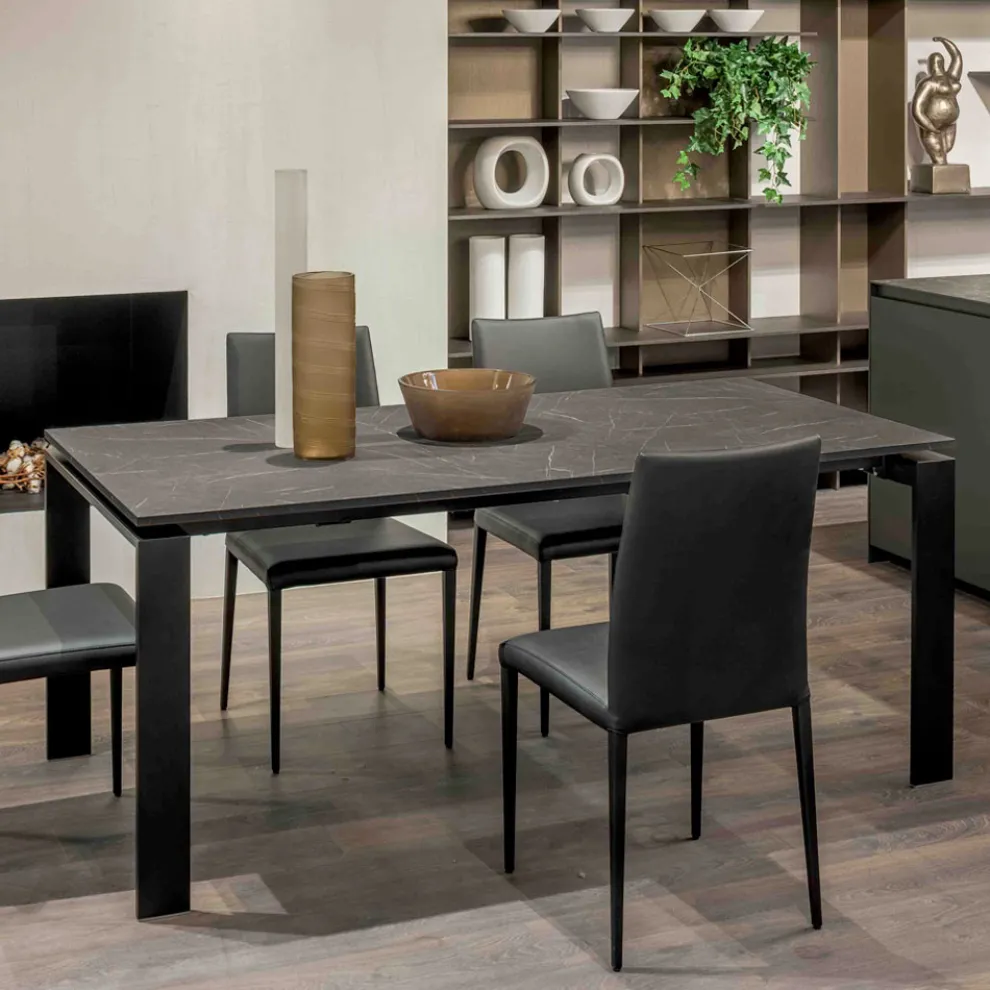 Ausziehbarer Tisch 310 cm mit Laminatplatte und Metallgestell - Spilla