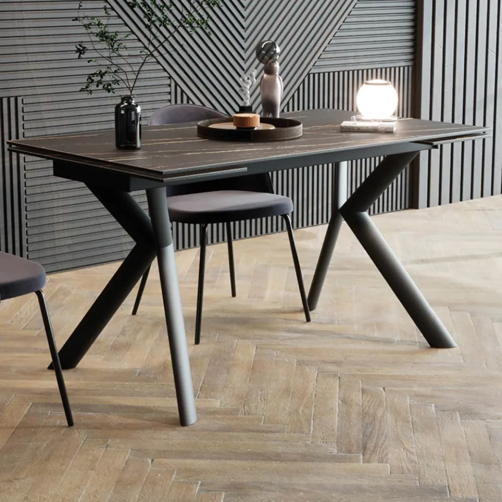 Ausziehbarer Tisch bis zu 200 cm Metallbasis und Gres-Platte - Norris