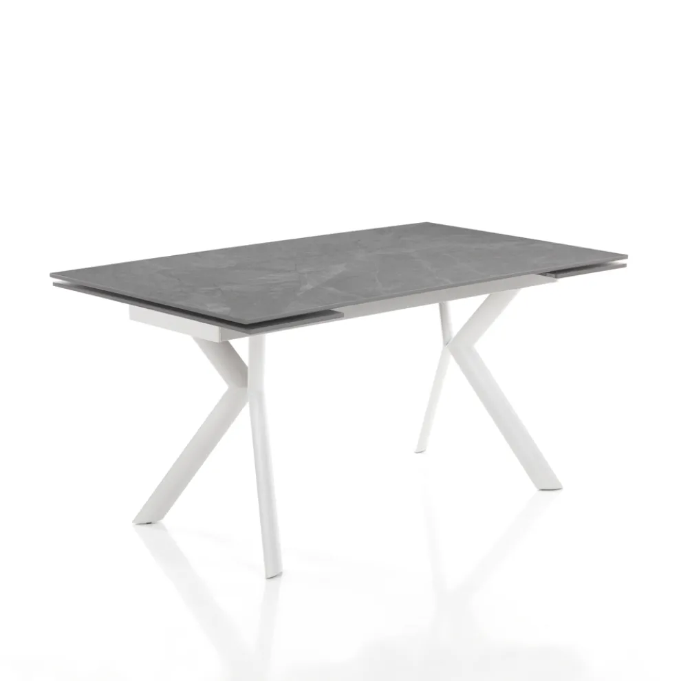 Ausziehbarer Tisch auf 200 cm aus Keramik und Stahl – Belone