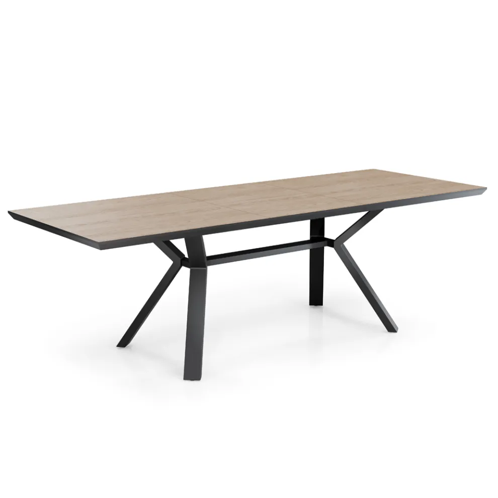 Ausziehbarer Tisch auf 240 cm aus schwarzem Metall und MDF – Donzella