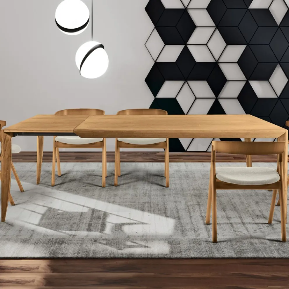 Ausziehbarer Tisch aus massivem Eschenholz in verschiedenen Ausführungen - Ferenc