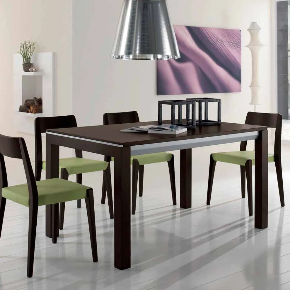 Ausziehbarer Tisch aus Eschenholz mit grau lackierten Seitenbändern - Ketla