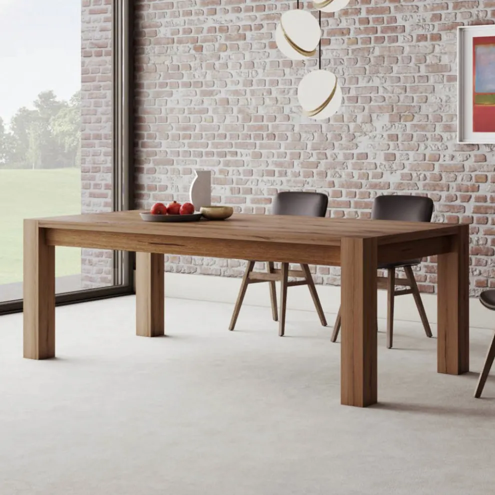 Ausziehbarer Tisch mit furnierten Beinen und Platte, hergestellt in Italien – Tash