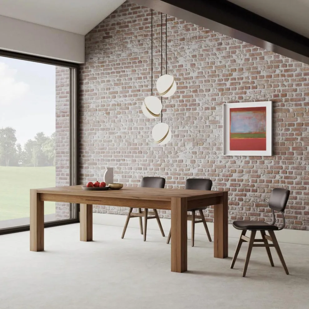 Ausziehbarer Tisch mit furnierten Beinen und Platte, hergestellt in Italien – Tash