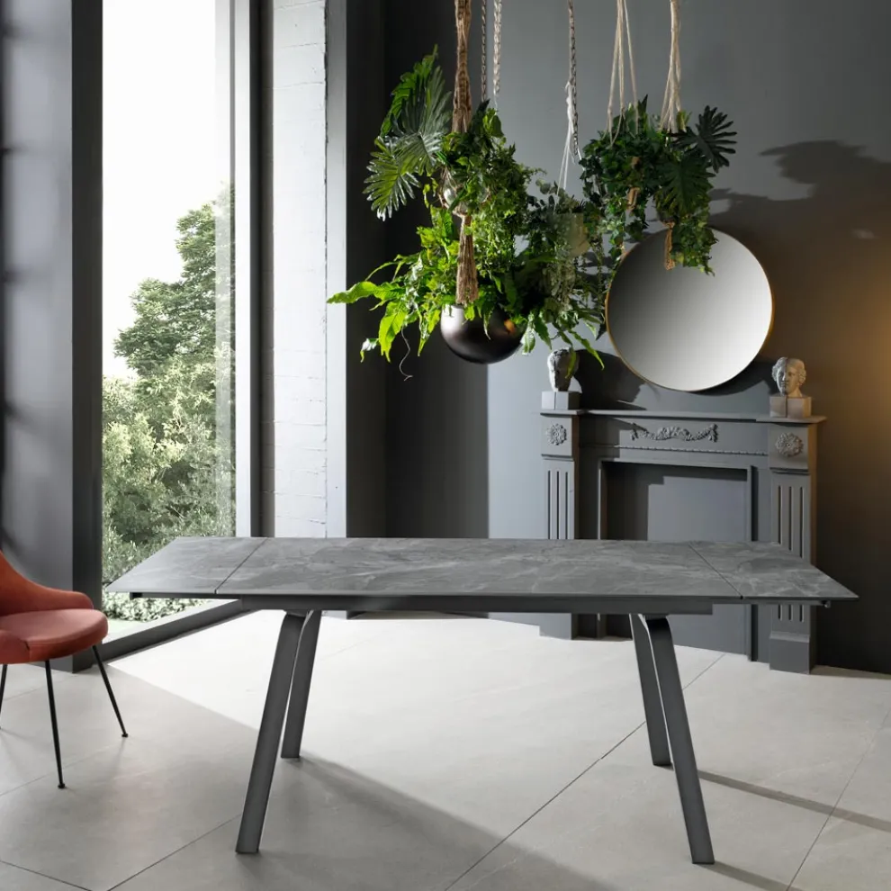 Ausziehbarer Tisch bis zu 200 cm aus gesintertem Stein mit Marmoreffekt – Ananas