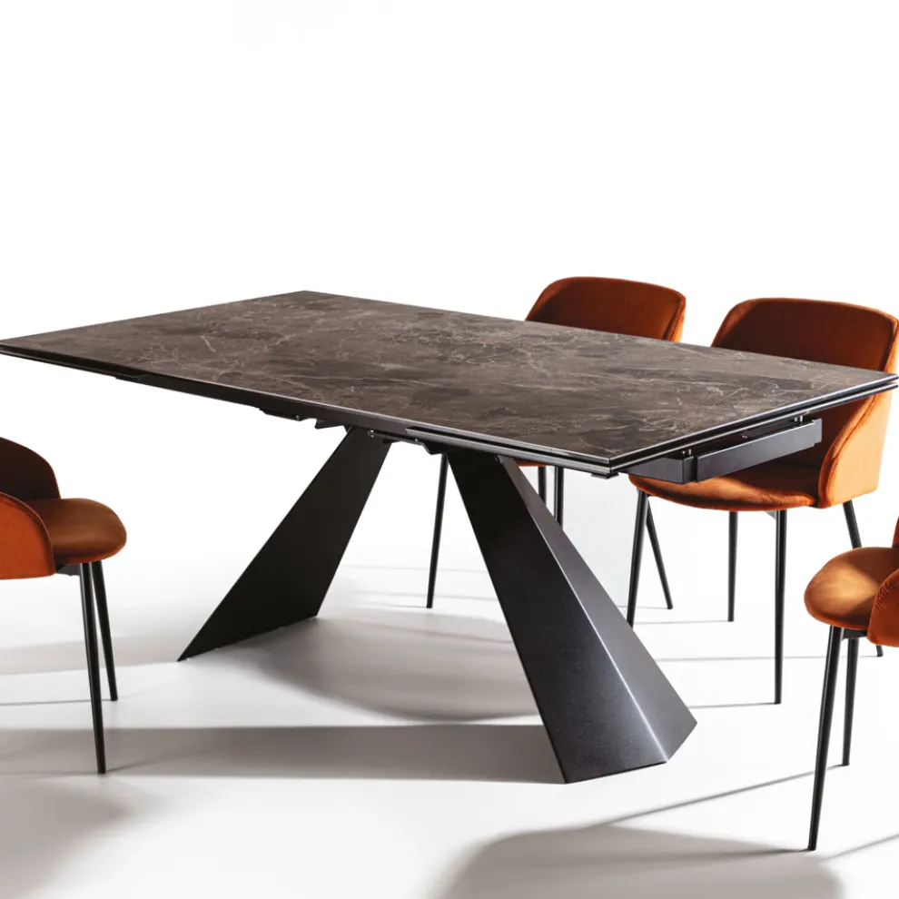 Ausziehbarer Tisch bis 280 cm aus Stahl und mattem Keramikglas - Viterbo