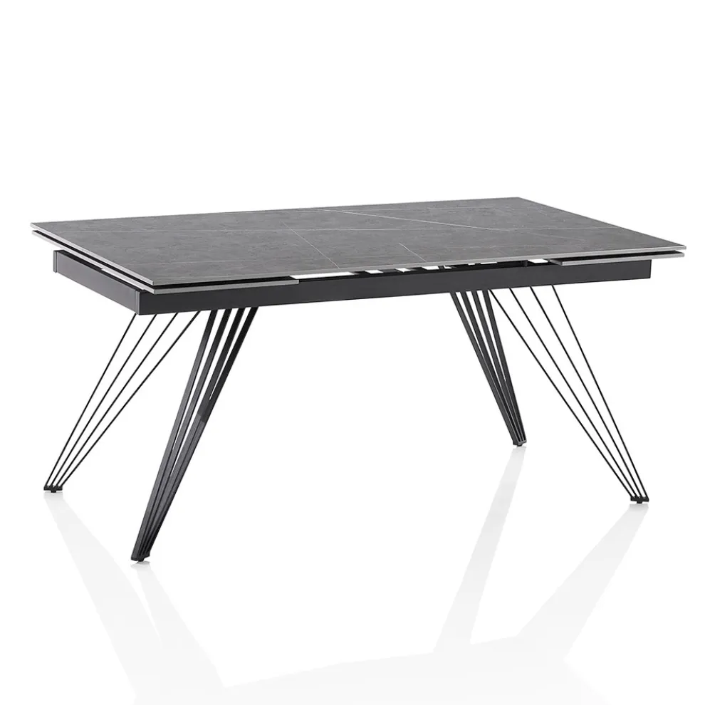 Ausziehbarer Tisch auf 240 cm aus Keramik und schwarzem Metall – Leila