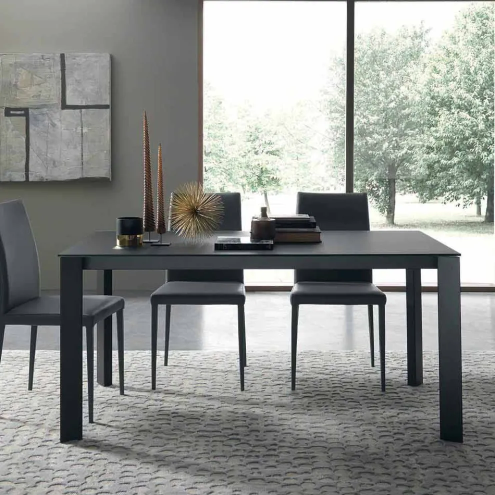 Ausziehbarer Tisch Bis zu 250 cm mit Glasplatte Made in Italy - Pitagora