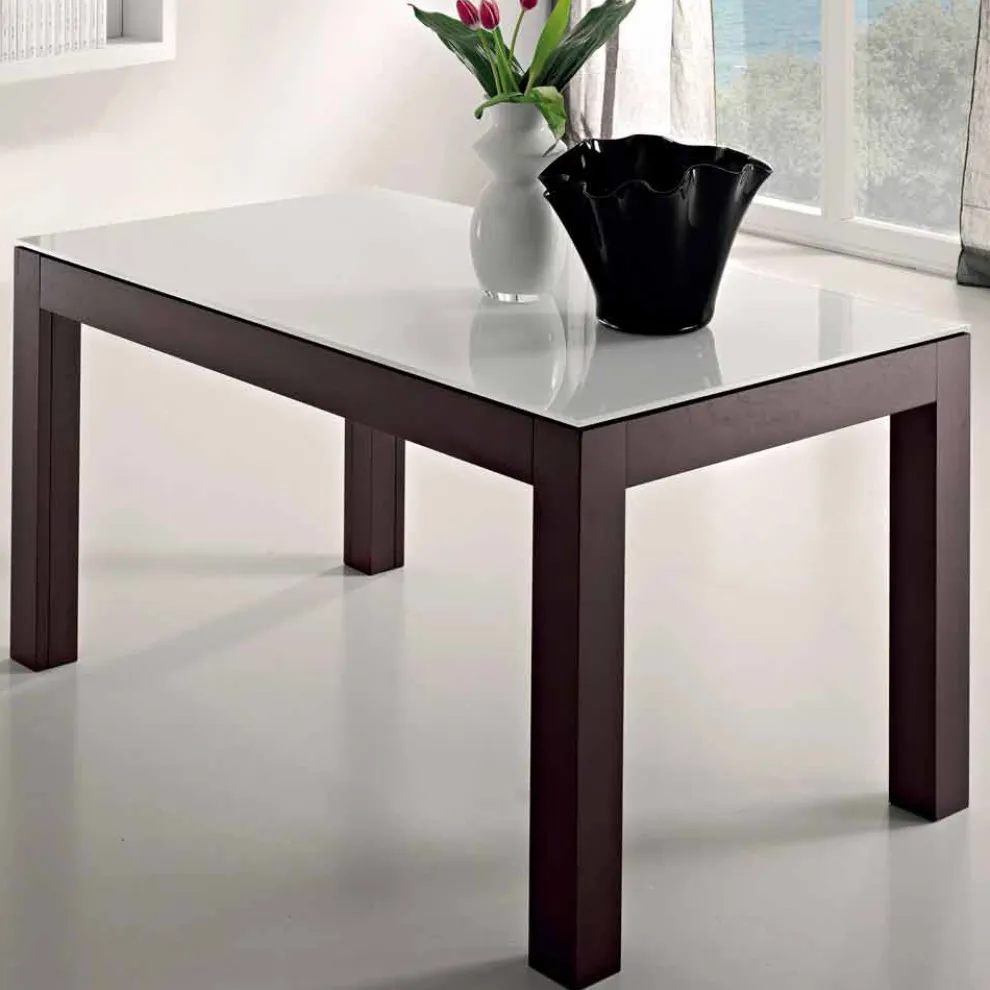 Ausziehbarer Tisch bis zu 270 cm aus Glas und Eschenholz Made in Italy - Homer