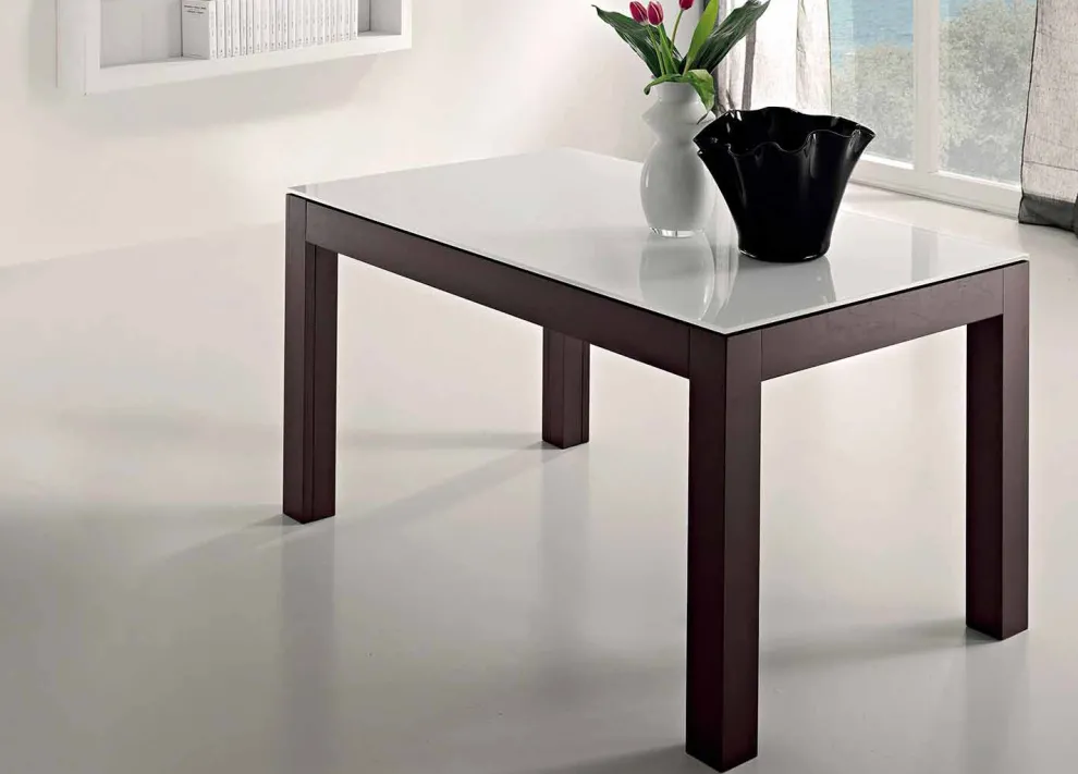 Ausziehbarer Tisch bis zu 270 cm aus Glas und Eschenholz Made in Italy - Homer