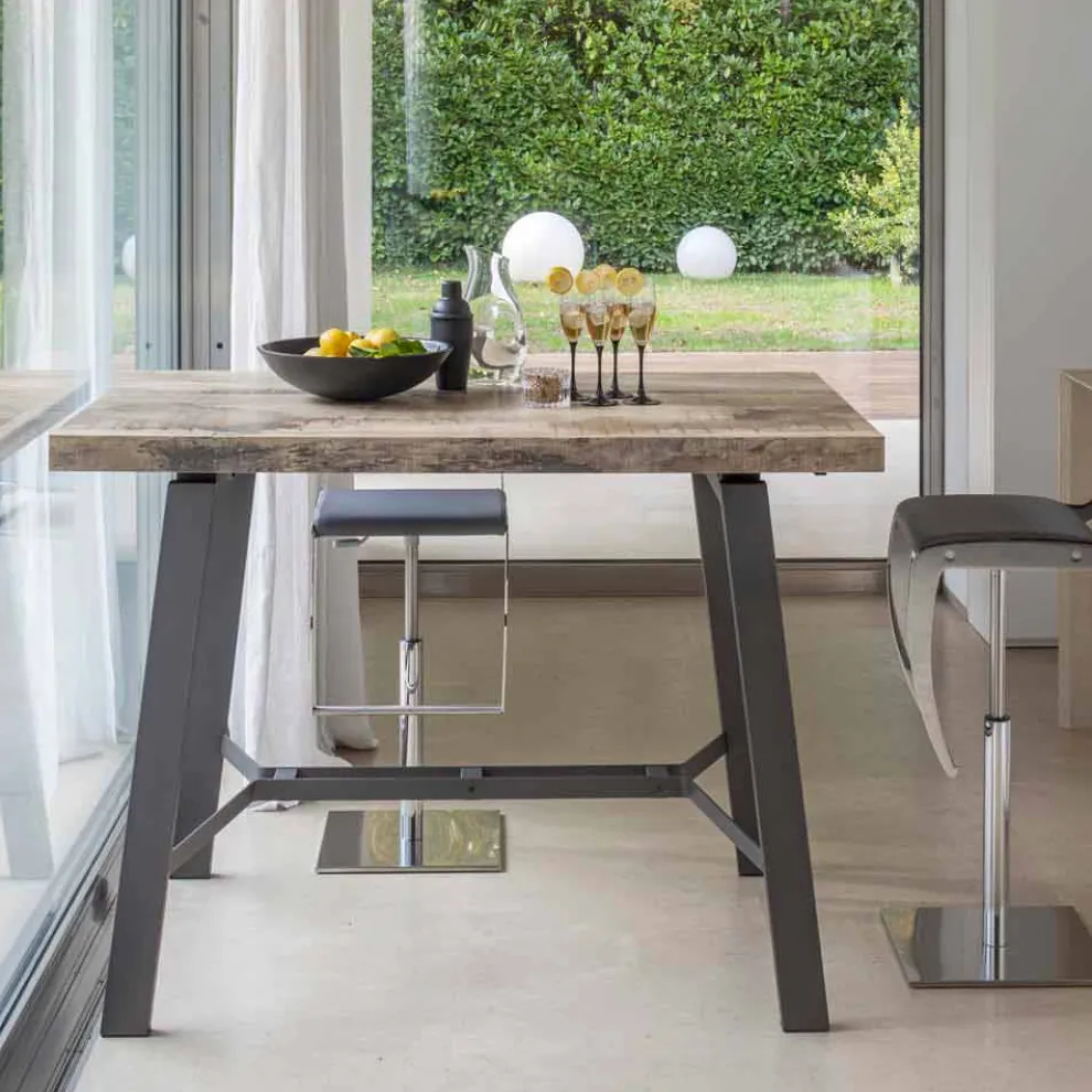 Ausziehbarer Tisch bis zu 280 cm aus Holz und Metall Made in Italy - Gallotto