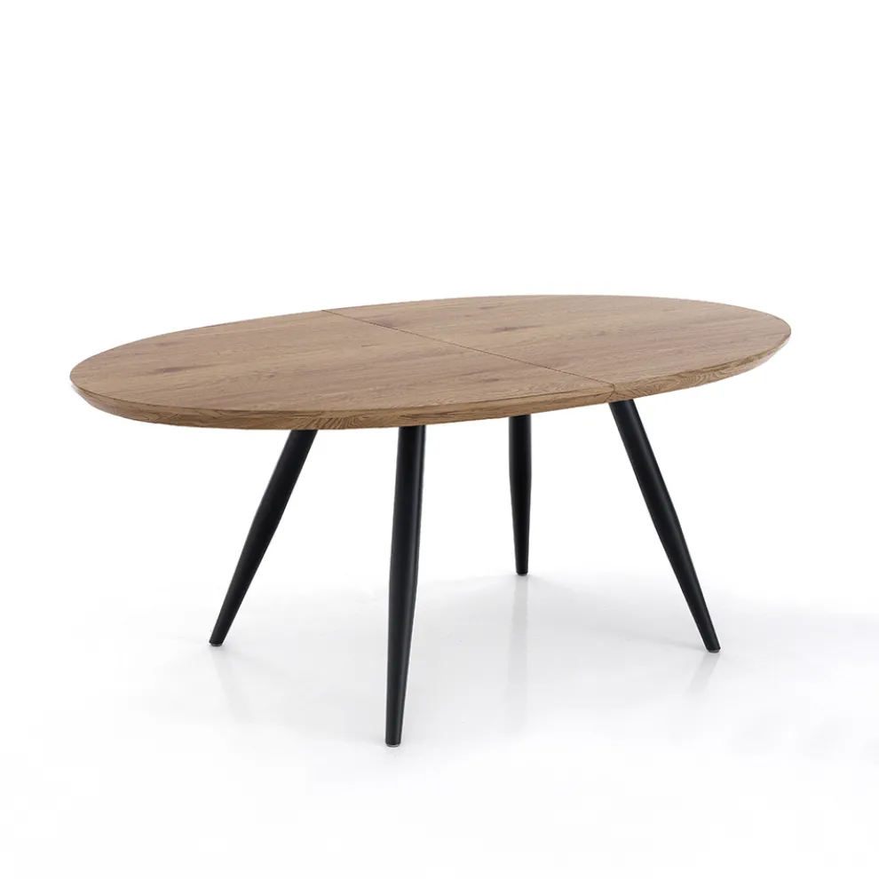 Ausziehbarer Tisch auf 200 cm mit schwarzen Metallbeinen – Lithium