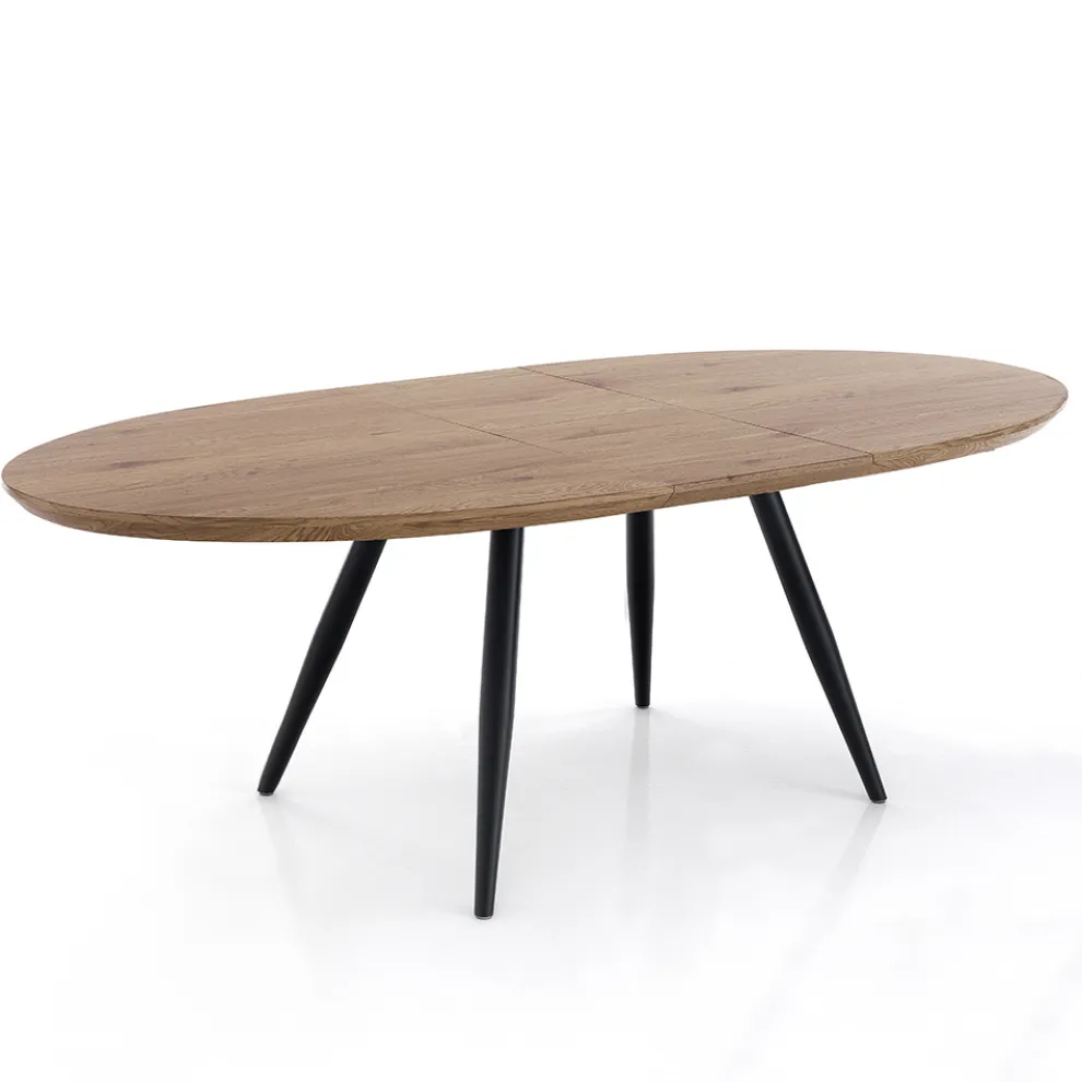 Ausziehbarer Tisch auf 200 cm mit schwarzen Metallbeinen – Lithium