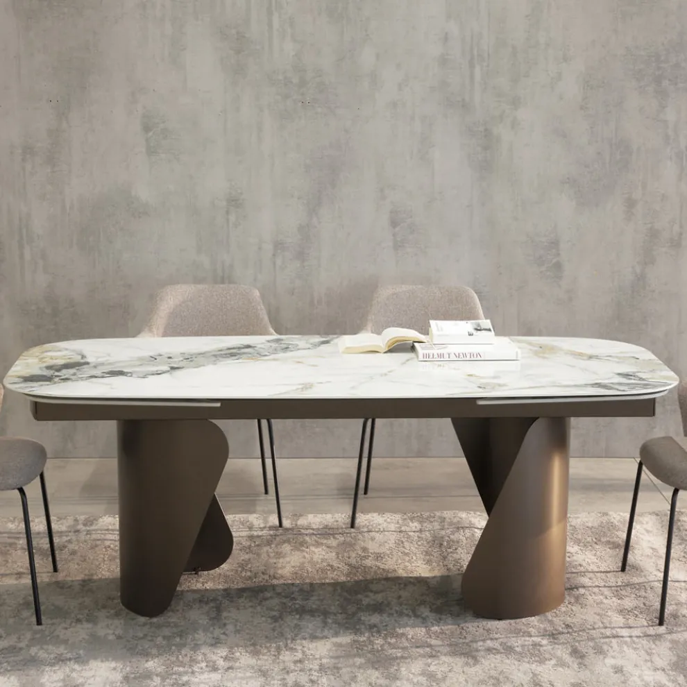 Ausziehbarer Tisch 300 cm aus Metall und gesinterter Steinplatte - Taviria