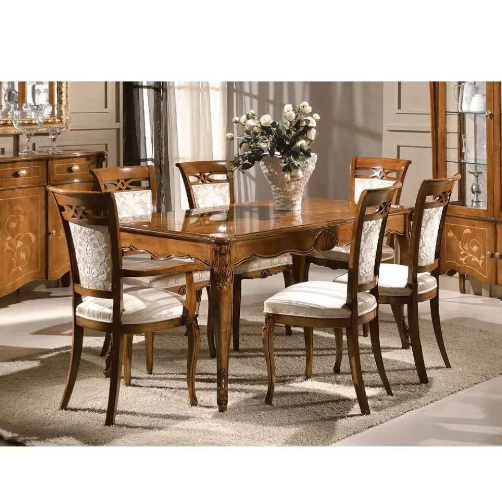 Ausziehbarer Tisch bis 280 cm aus Bassano Nussbaumholz Made in Italy - Caligola