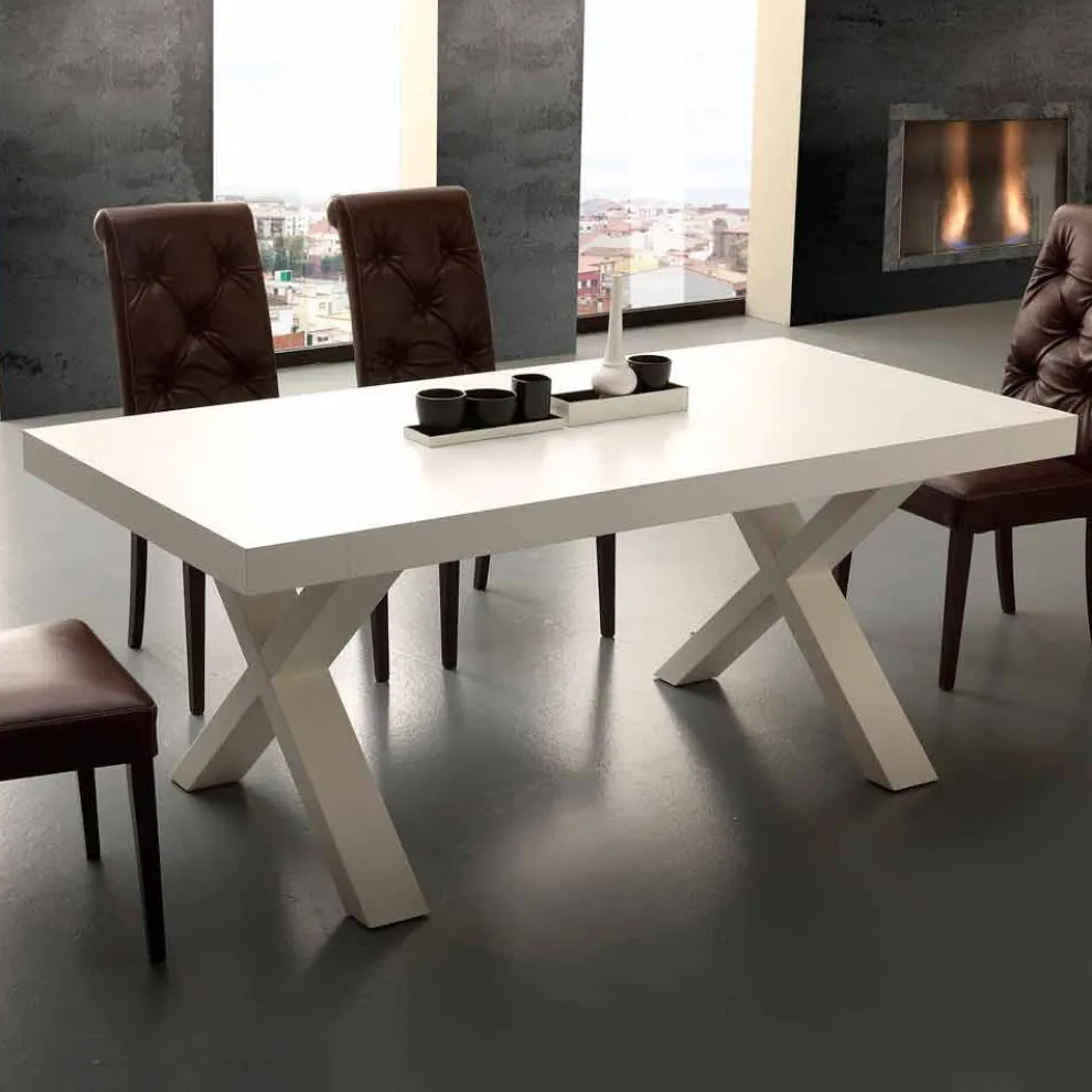 Ausziehbarer Tisch aus MDF und melaminbeschichteten Spanplatten Denver