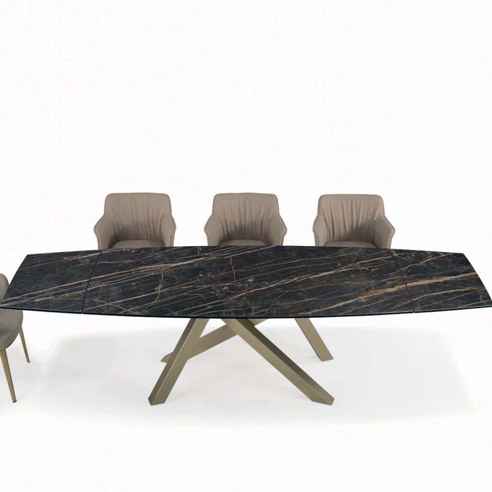 Ausziehbarer Tisch mit Untergestell und Tischplatte in verschiedenen Ausführungen, hergestellt in Italien – Settimmio