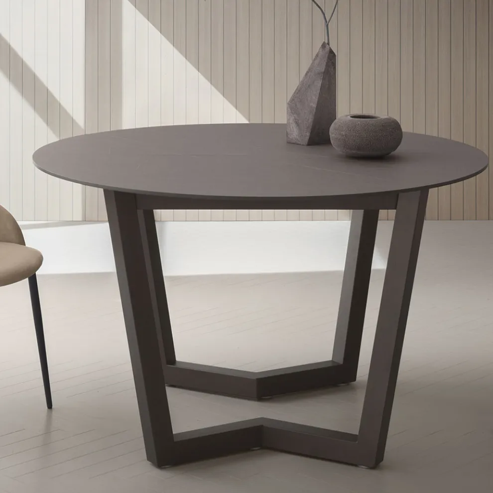 Ausziehbarer Tisch bis zu 180 cm rund Hpl laminiert Made in Italy - Bastiano