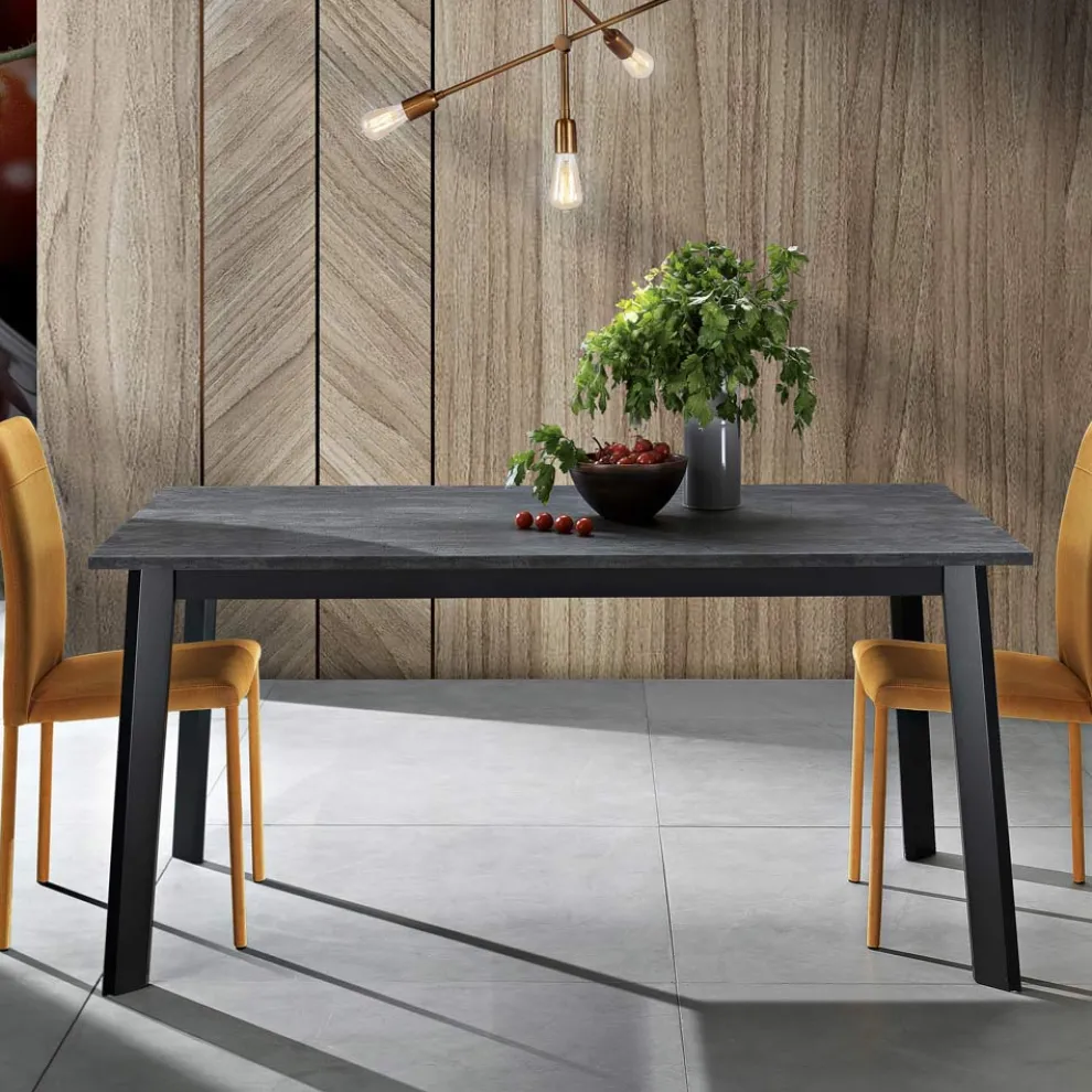 Ausziehbarer Tisch bis 220 cm mit Gestell aus Graphit-Buche Made in Italy - Toles