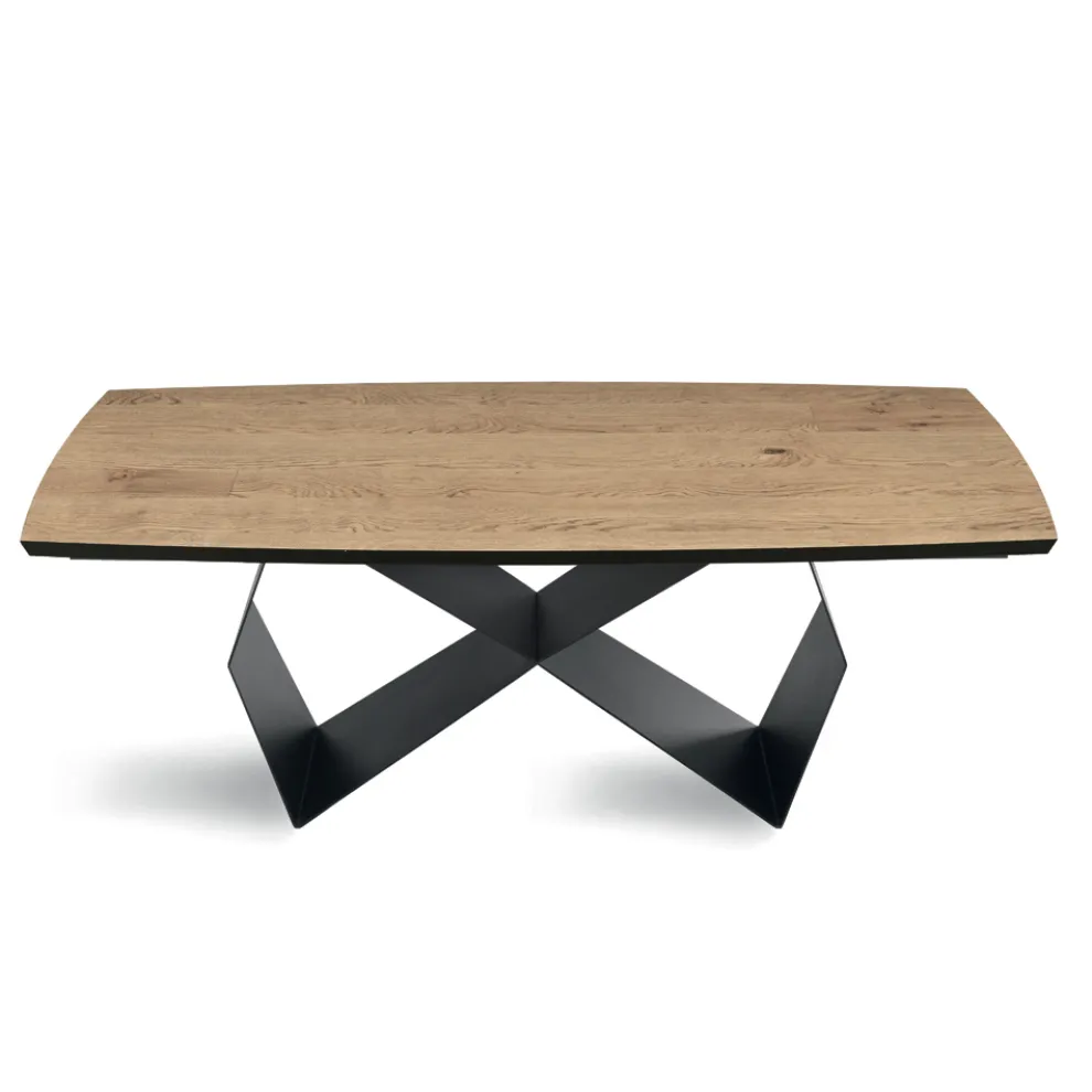 Ausziehbarer Tisch 200/300x100 aus Eichenfurnier und Metall - Cross