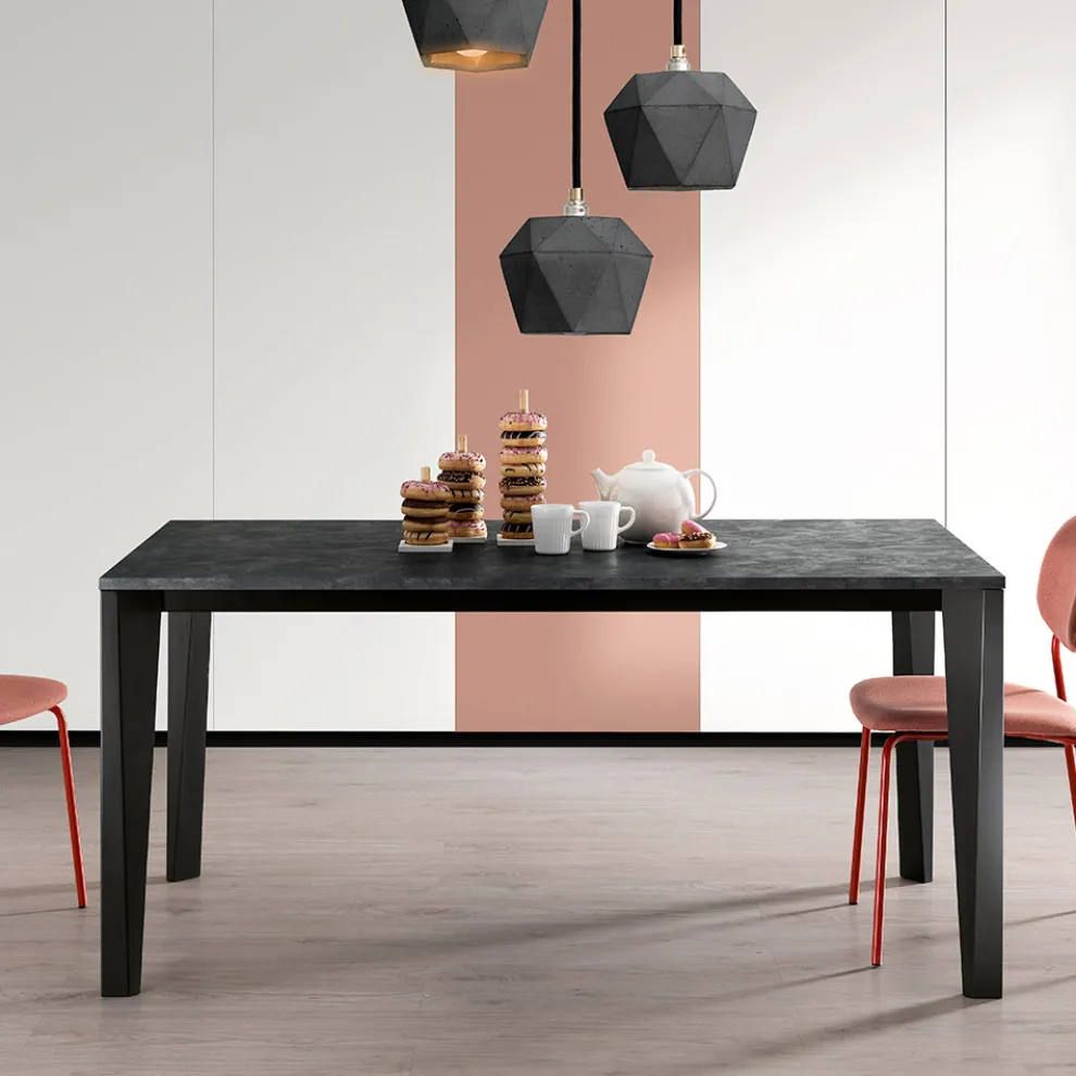 Ausziehbarer Tisch mit Melaminplatte und Metallgestell - Ariel