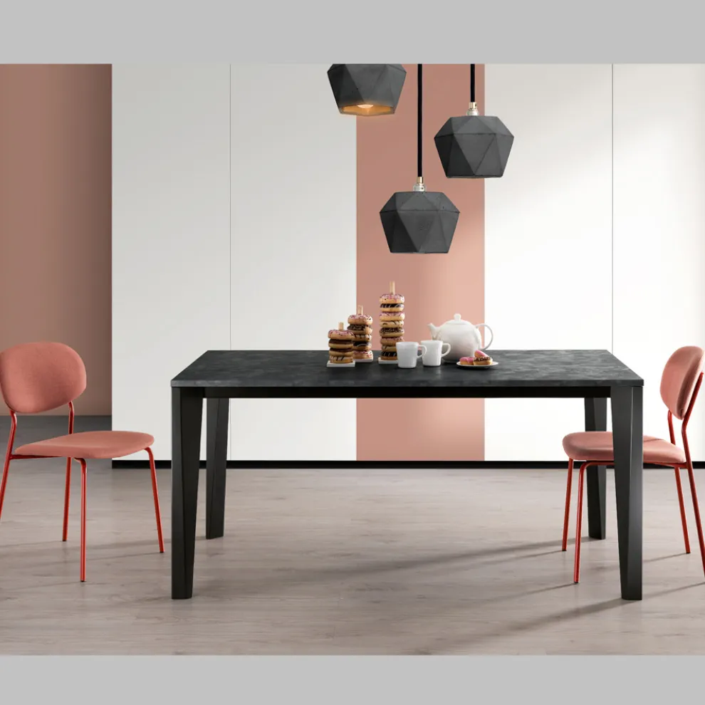 Ausziehbarer Tisch mit Melaminplatte und Metallgestell - Ariel