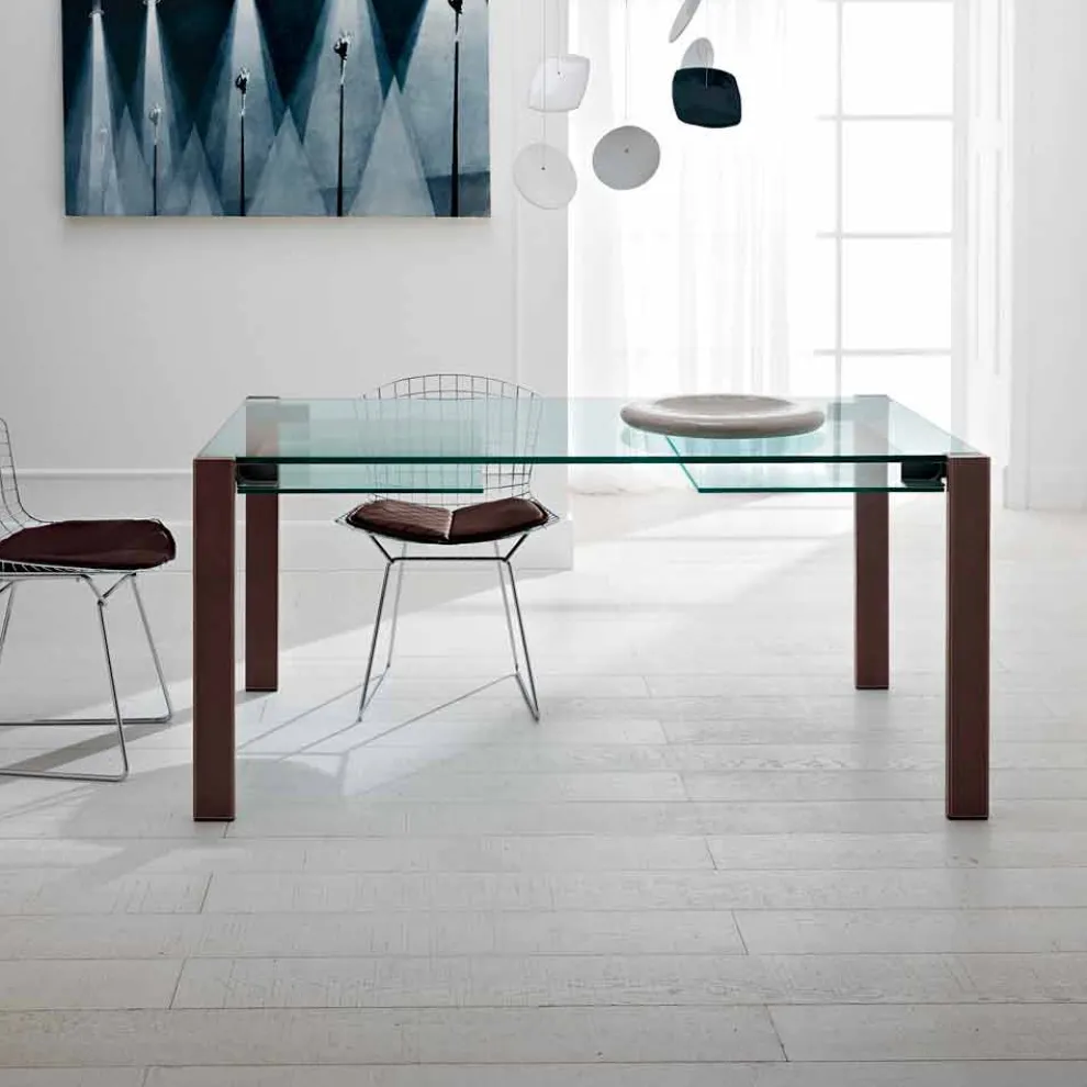 Ausziehbarer Tisch Bis zu 280 cm aus transparentem Glas Made in Italy - Sopot
