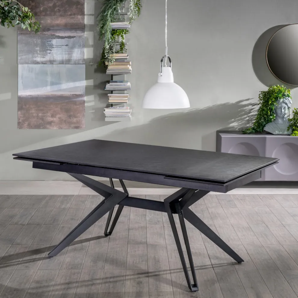 Ausziehbarer Tisch auf 240 cm aus Keramik und Metall – Bouquet