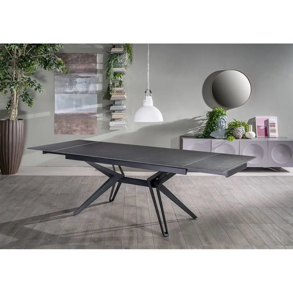 Ausziehbarer Tisch auf 240 cm aus Keramik und Metall – Bouquet