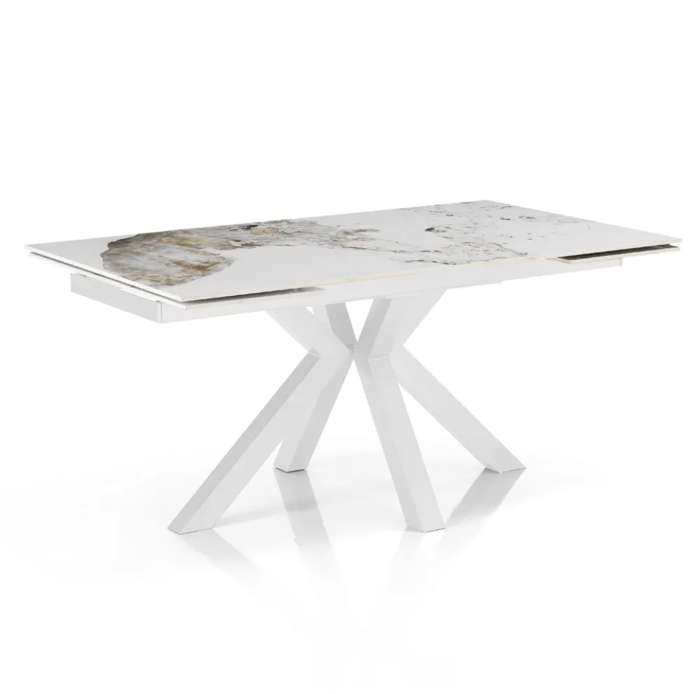 Ausziehbarer Tisch bis 240 cm aus Keramik mit poliertem Onyxmarmor-Finish - Piedmont