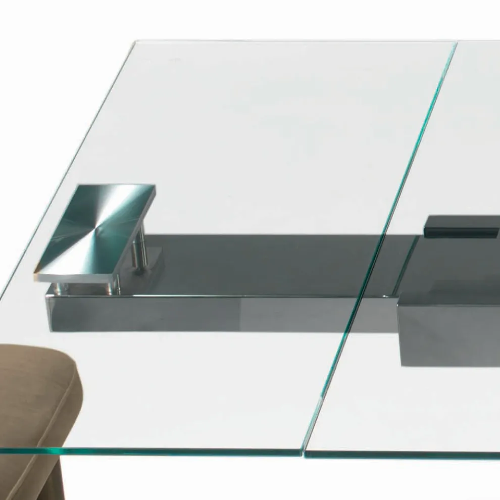 Ausziehbarer Tisch mit Glasplatte, hergestellt in Italien – Equatore