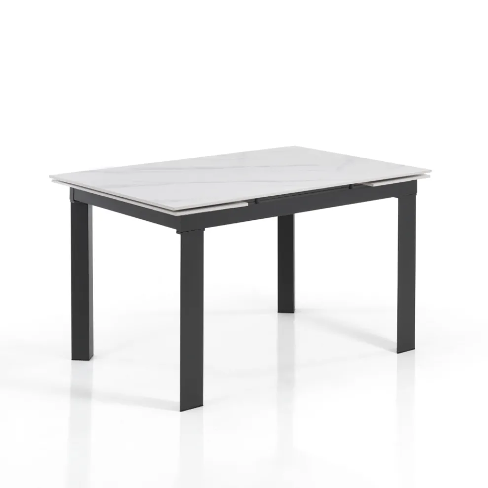 Ausziehbarer Tisch auf 180 cm in weißem Marmor-Finish – Brotola