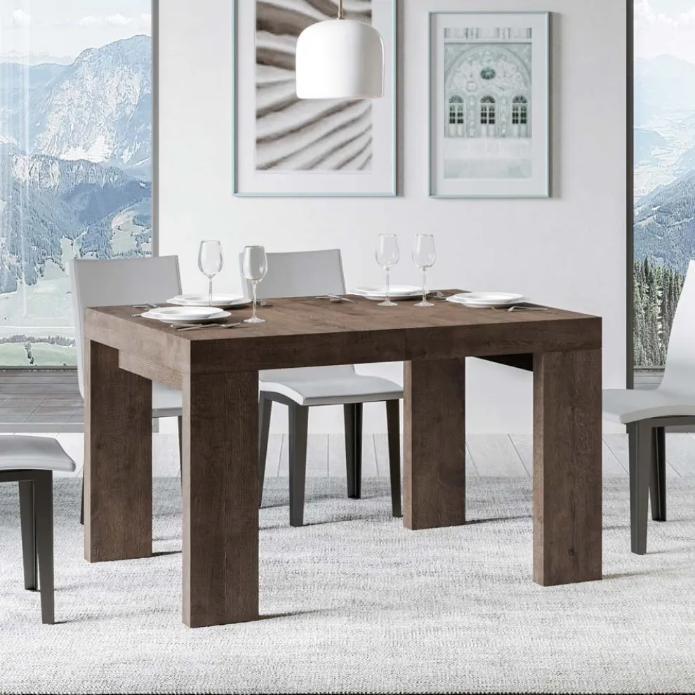 Ausziehbarer Tisch auf 440 cm aus Mikropartikeln aus Holz, hergestellt in Italien – Baum