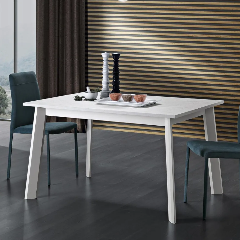 Ausziehbarer Tisch bis 220 cm in Buche und Melamin Made in Italy - Toles