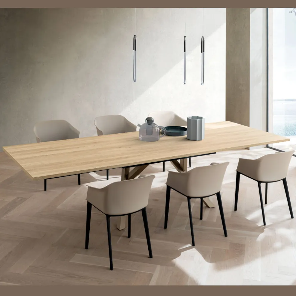 Ausziehbarer Wohnzimmertisch 260 oder 300 cm aus Metall und HPL - Borgo