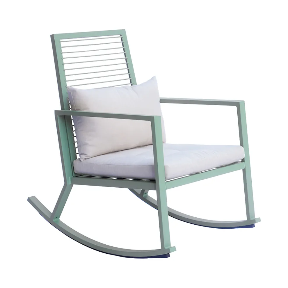 Schaukelstuhl aus Aluminium für den Außenbereich mit gepolstertem Kissen - Brontolo