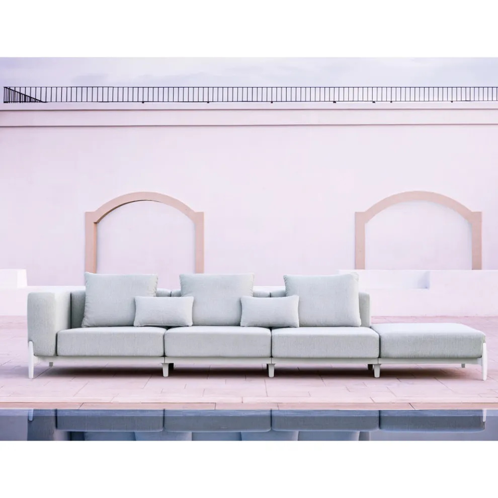 3-Sitzer-Gartensofa mit Luxus-Hocker aus Aluminium und Stoff - Filomena
