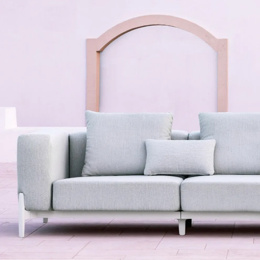 3-Sitzer-Gartensofa mit Luxus-Hocker aus Aluminium und Stoff - Filomena